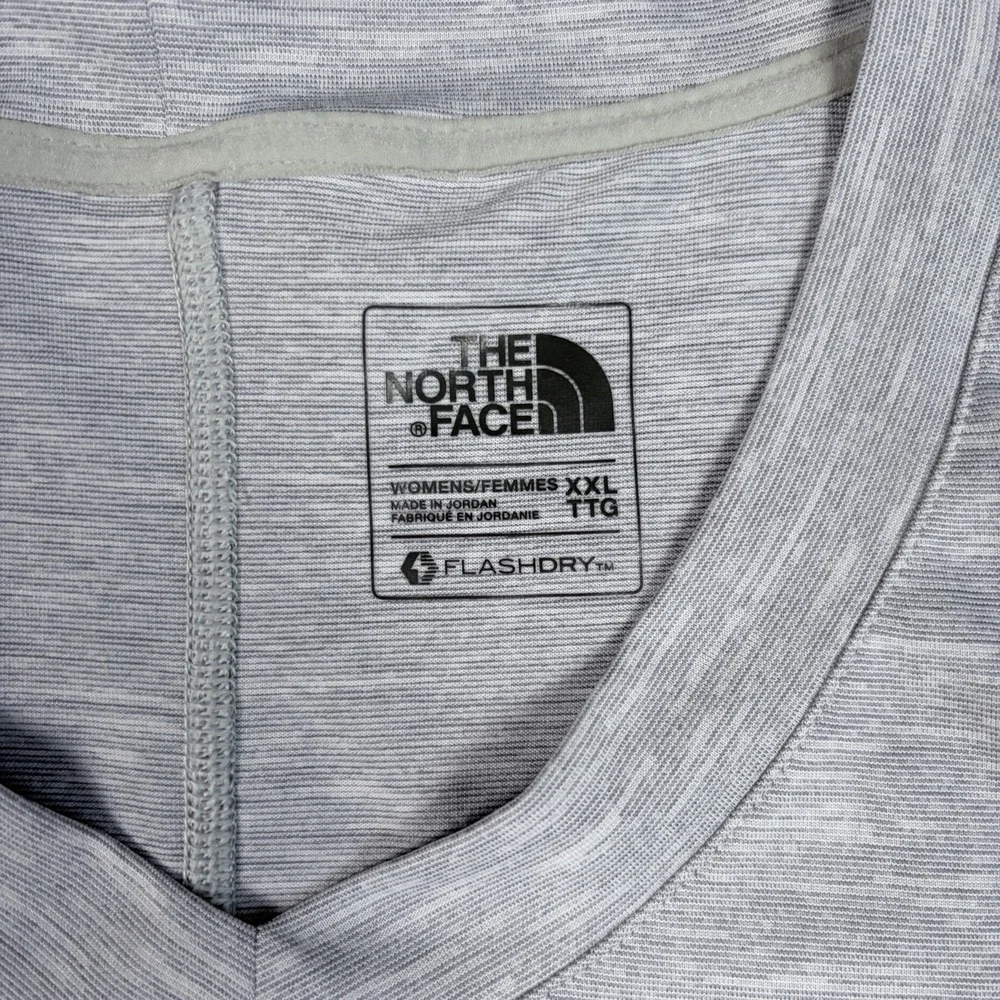 The North Face Flashdry Women's Gray Heather Short Sleeve V Neck T-Shirt - 2XL - Picture 3 of 9